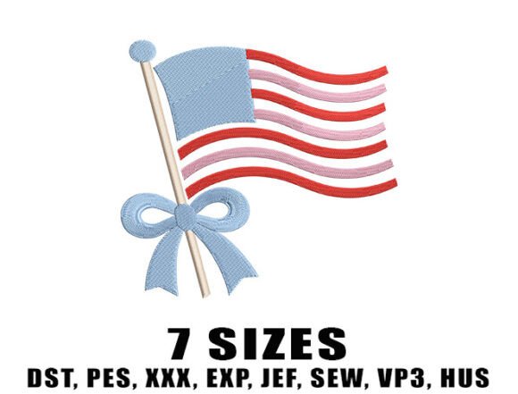 American Flag Bow: A Patriotic Embroidery Delight