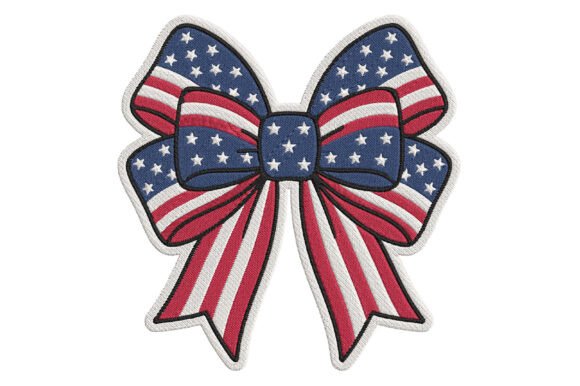 American Flag Bow: A Patriotic Embroidery Delight