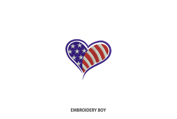 American Flag Heart: A Patriotic Embroidery Design