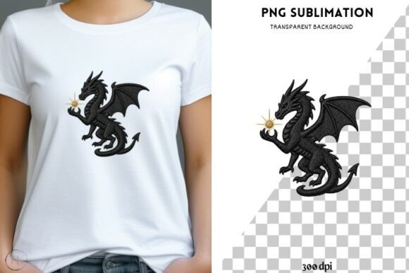 Black Embroidery Dragon PNG: A Bold Fantasy Design