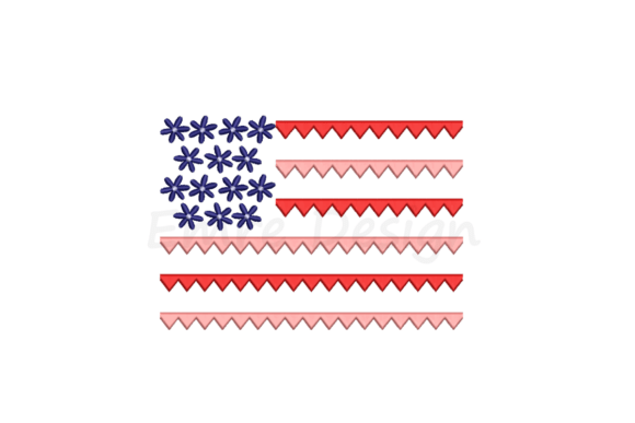 Charming Floral USA Flag Embroidery Design