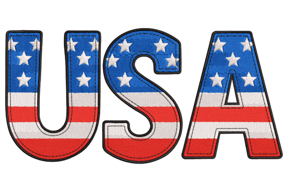 Charming USA Flag Letters for Festive Embroidery