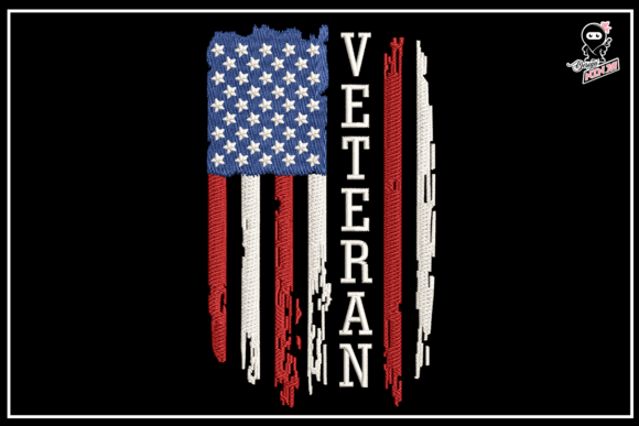 Distressed American Flag Veteran Embroidery