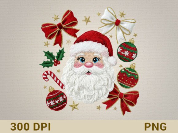Festive and Charming Santa Claus Embroidery Design