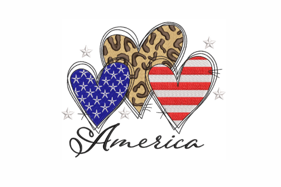 Independence Day Hearts: A Festive Embroidery Design