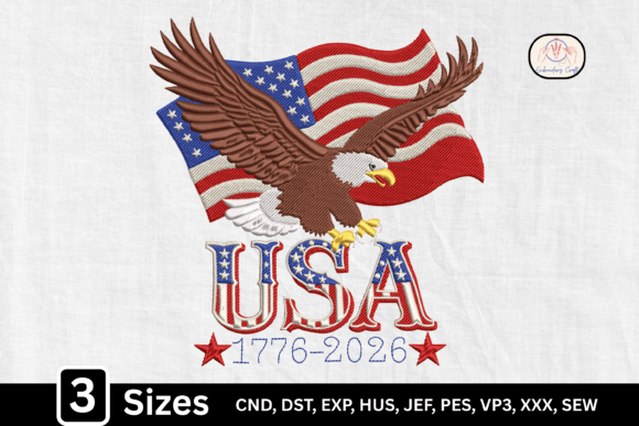Patriotic Eagle American Flag Embroidery