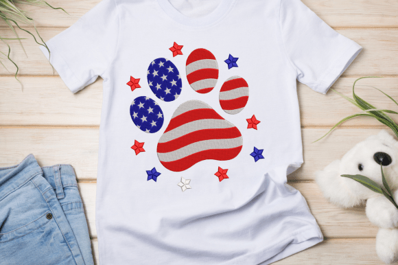 Patriotic Paw: A Majestic Embroidery for Independence Day
