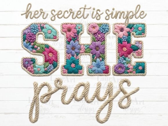 Review of SHE Prays Faux Embroidery Christian Text