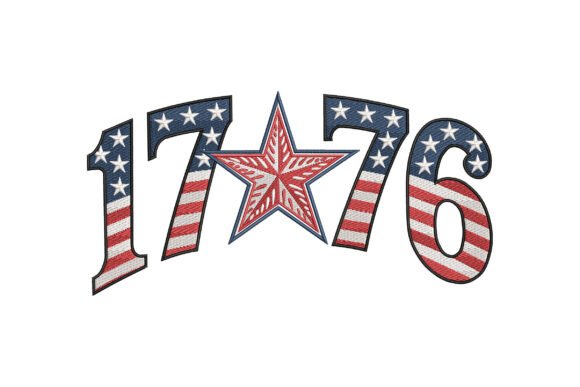 Stylish 1776 USA Flag Numbers Star Design